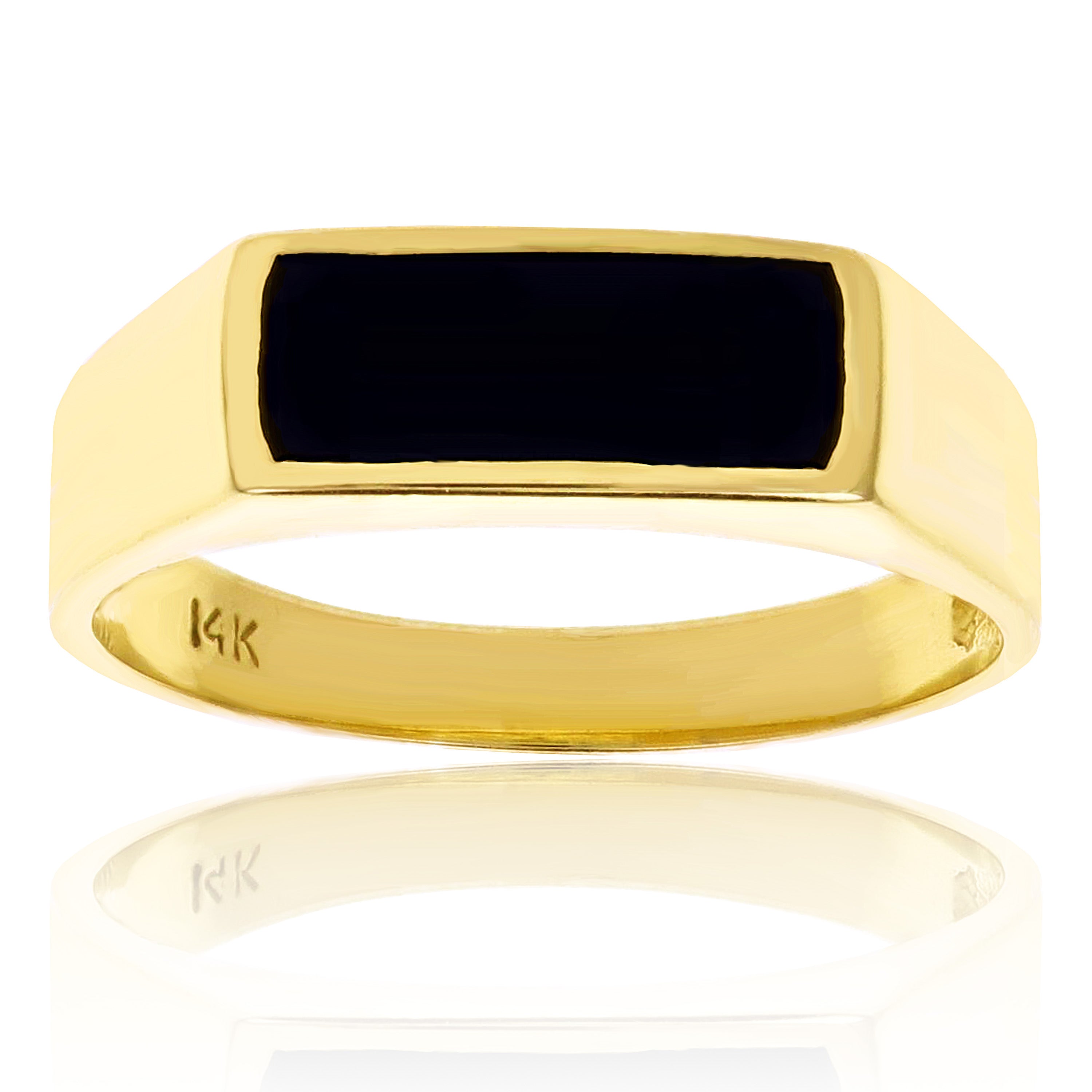 Men's 14k Yellow Gold Rectangle Black Onyx Ring Size 7 - Ring Size 7