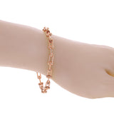 Italian 14k Rose Gold Semi-Solid U-Link Chain Bracelet 7" 6mm 5.3 grams - Rose 7"