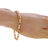 10k Yellow Gold Solid Handmade Rectangle Link Chain Bracelet 7" 5mm 13 grams - 7" 13 grams