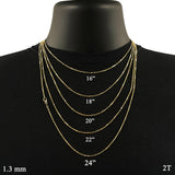 Italian 14k Two-Tone Solid Diamond Cut Raso Chain Necklace 16" 4.8 grams 1.3mm - 16" 4.8 grams