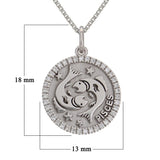 14k White Gold Diamond Zodiac Sign Pisces Pendant Necklace 18" - Pisces,White