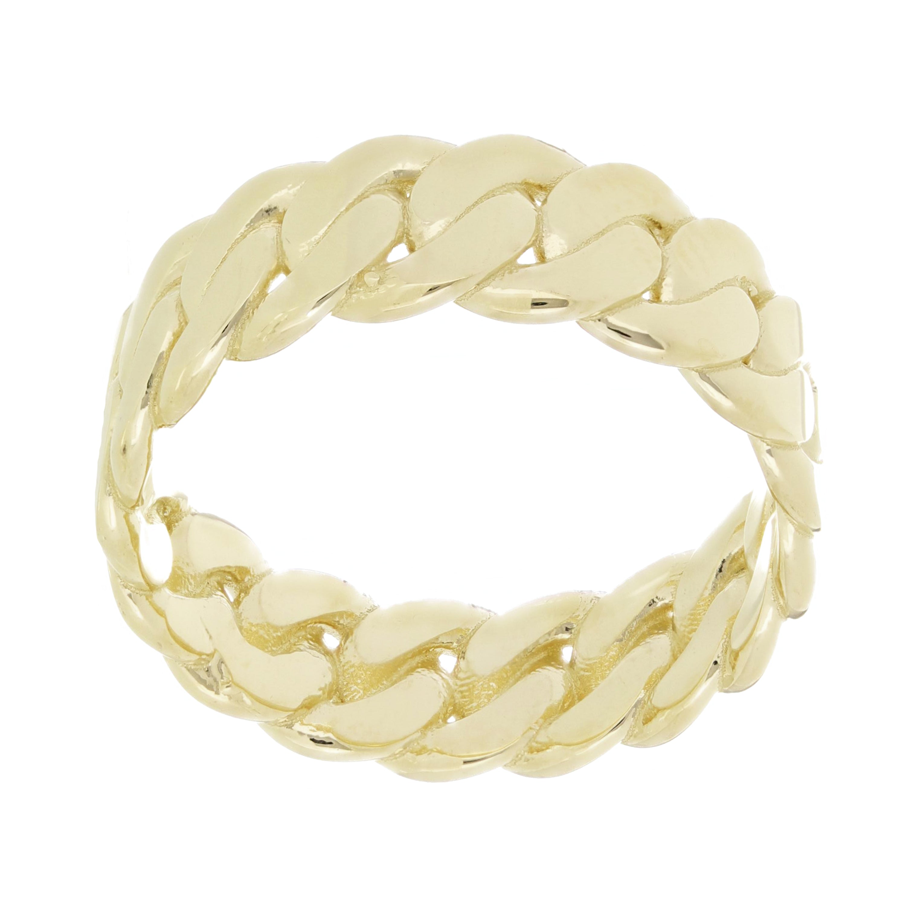 14k Yellow Gold Miami Cuban Curb Link Ring Band 8mm Size 6.5 5.9 grams - 6.5