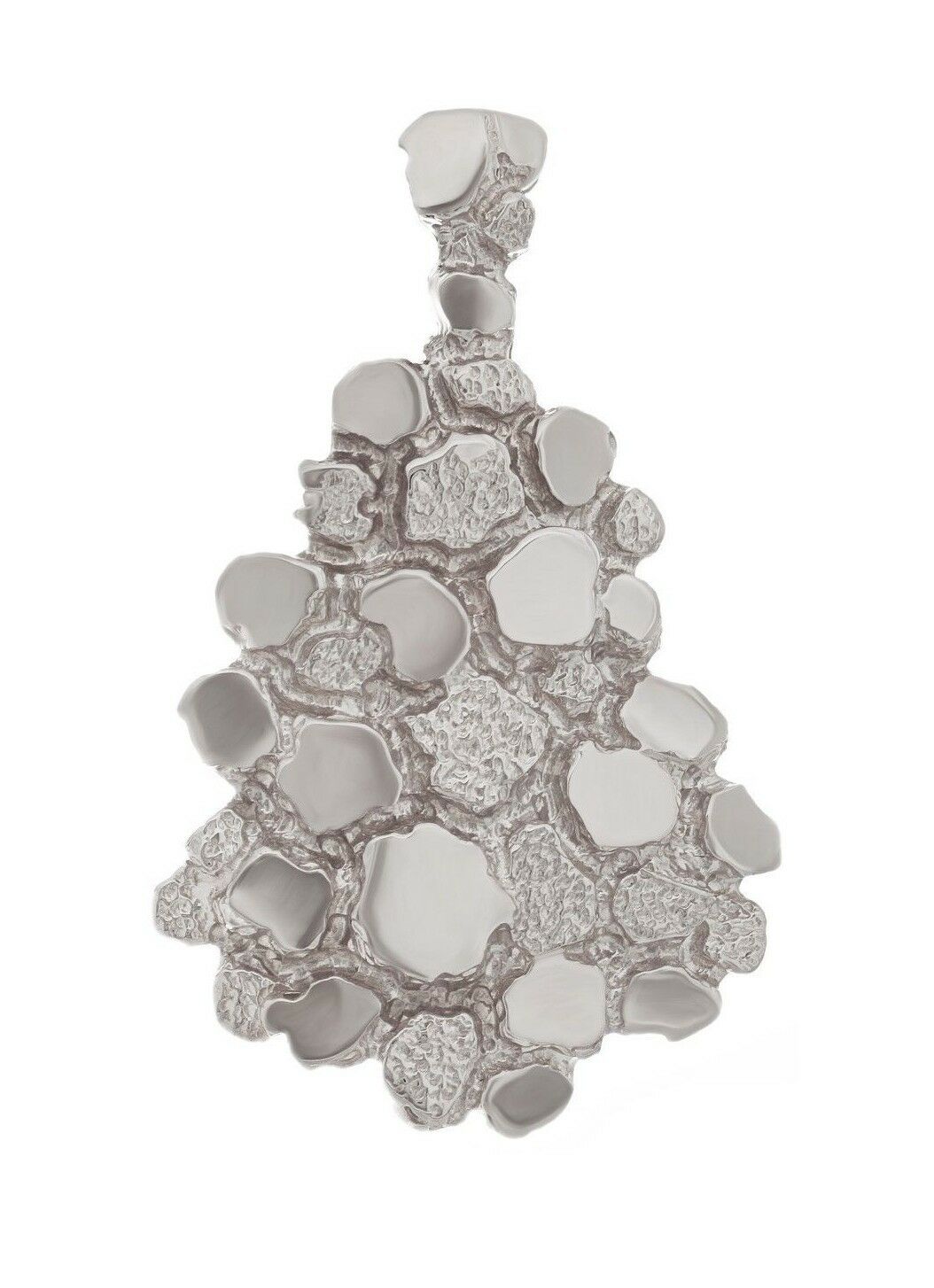 10k White Gold Solid Free Form Nugget Charm Pendant 1.5" 7 grams - White