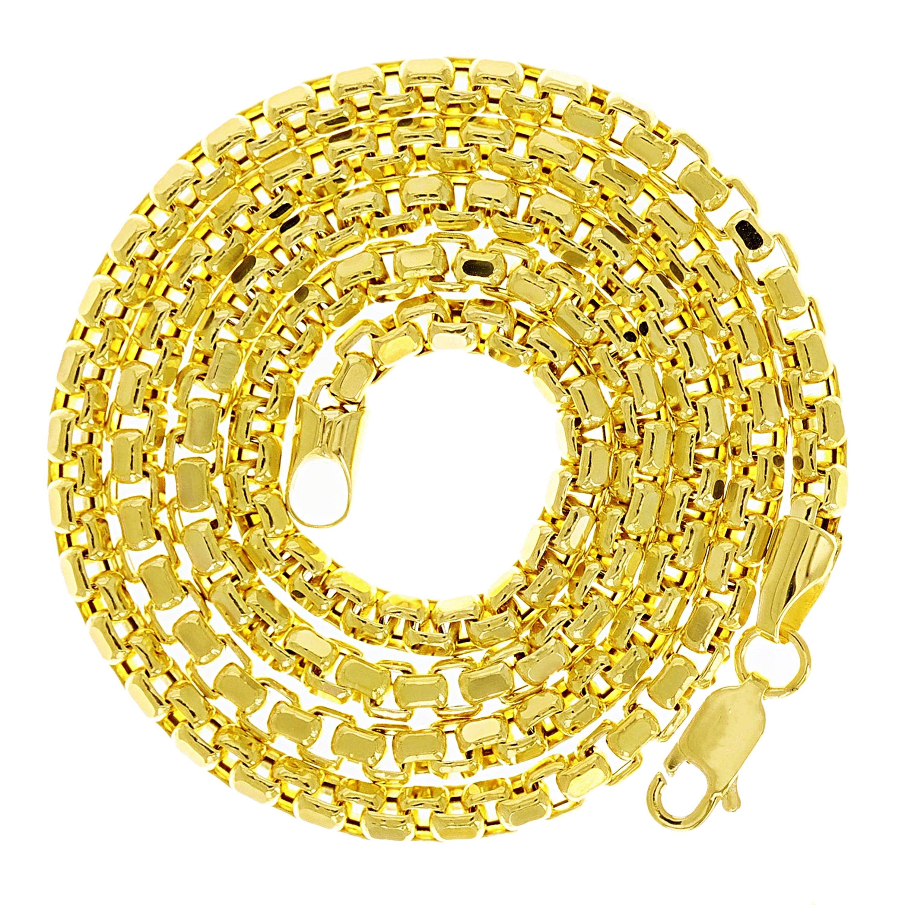 Italian 14k Yellow Gold Venetian Box Chain Necklace 18" 3.4mm 11.5 grams