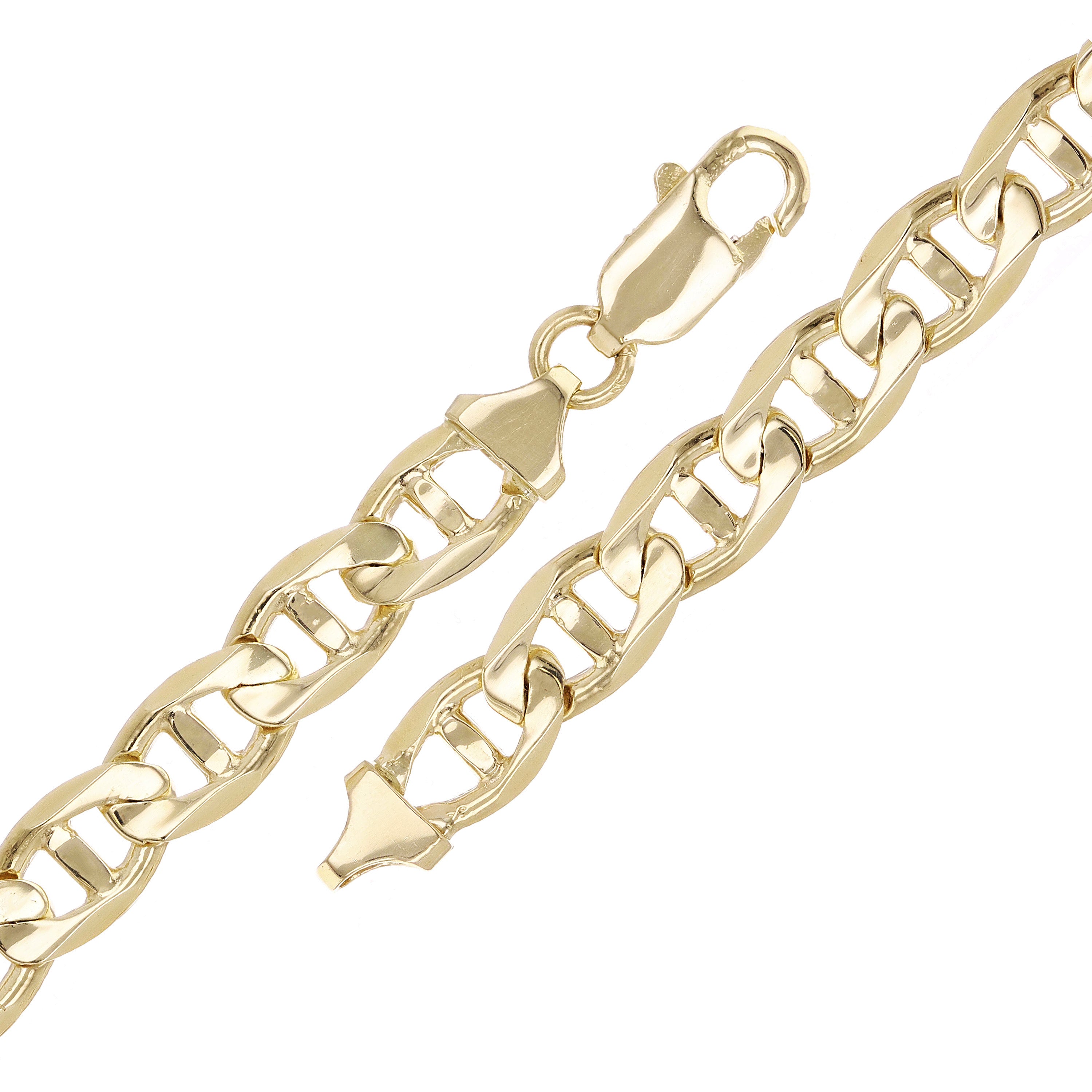 10k Yellow Gold Solid Anchor Mariner Link Chain Bracelet 7.5" 7.7mm 17.5 grams - 7.5"