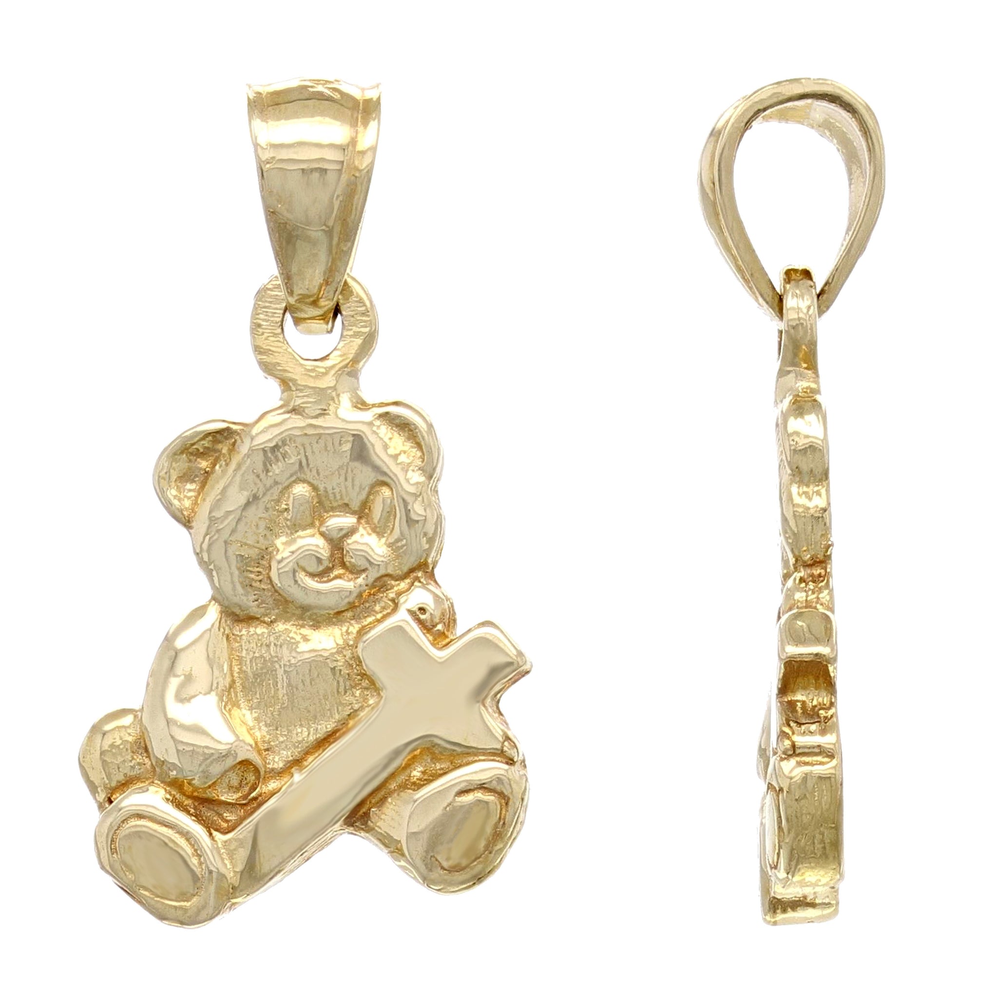 14k Yellow White or Rose Gold Cross Teddy Bear Pendant – Direct Source Gold  & Diamond