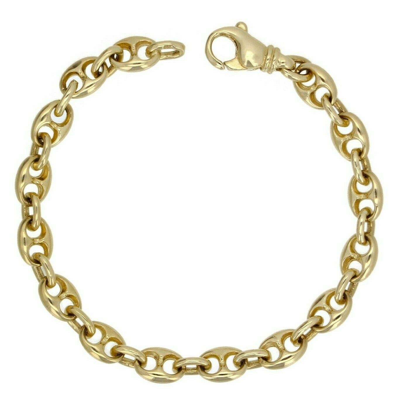 14k Yellow Gold Solid Link Chain Gucci Mariner Bracelet 7.5" 7.5mm 23.5 grams - Yellow,75"