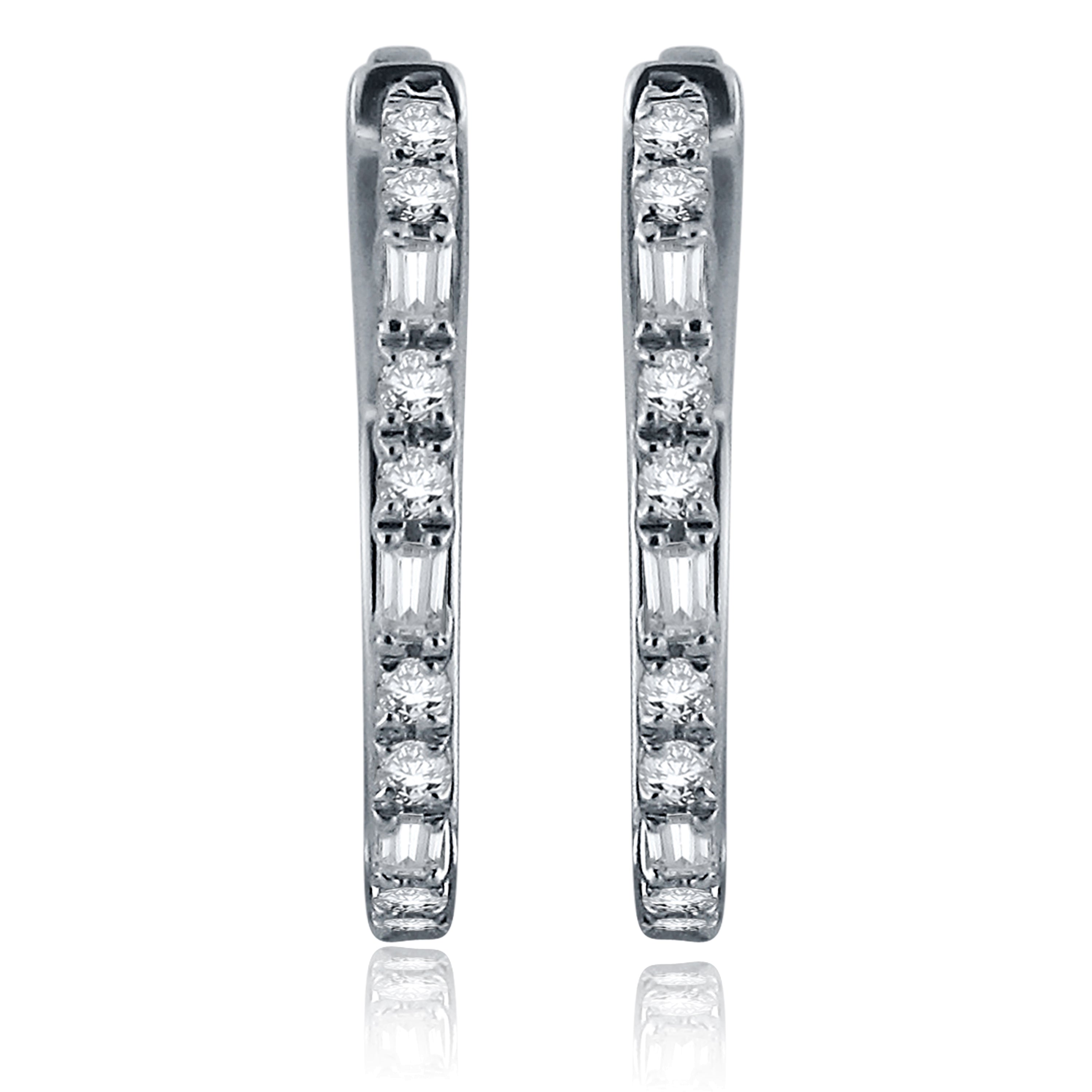 14k White Gold 1/4 ctw Diamond Hoop Earrings