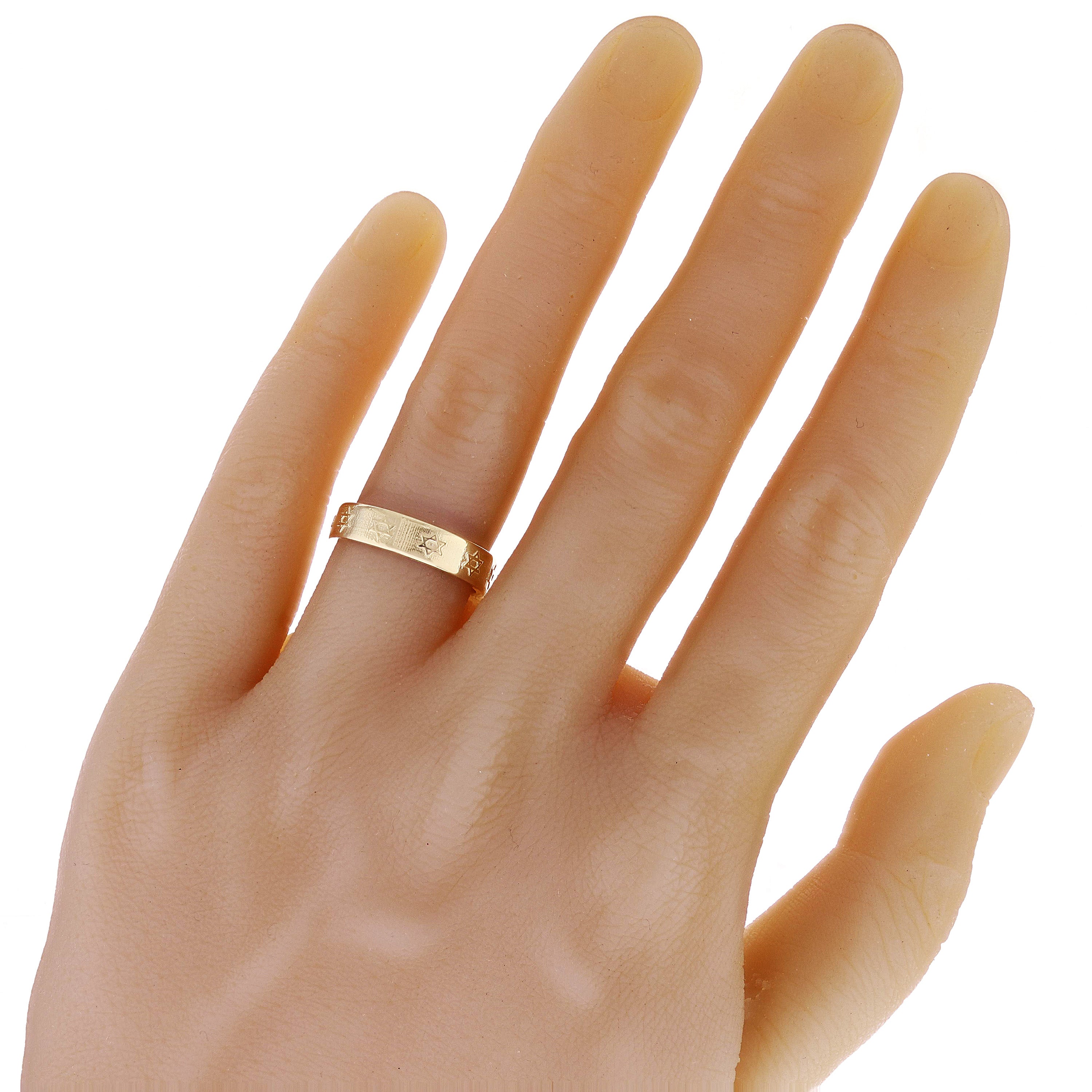 14k Yellow Gold Star of David Ring Band Size 8 - 4.8mm 5.3 grams