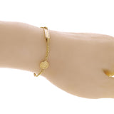 Italian 14k Two-Tone Gold Engravable St. Benedict Charm Baby ID Bracelet 5.5" 2g