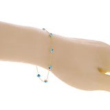 Italian 14k Yellow Gold Enamel Evil Eye Station Bracelet 7.5" 4.3mm 1.1 grams - 6 Eyes