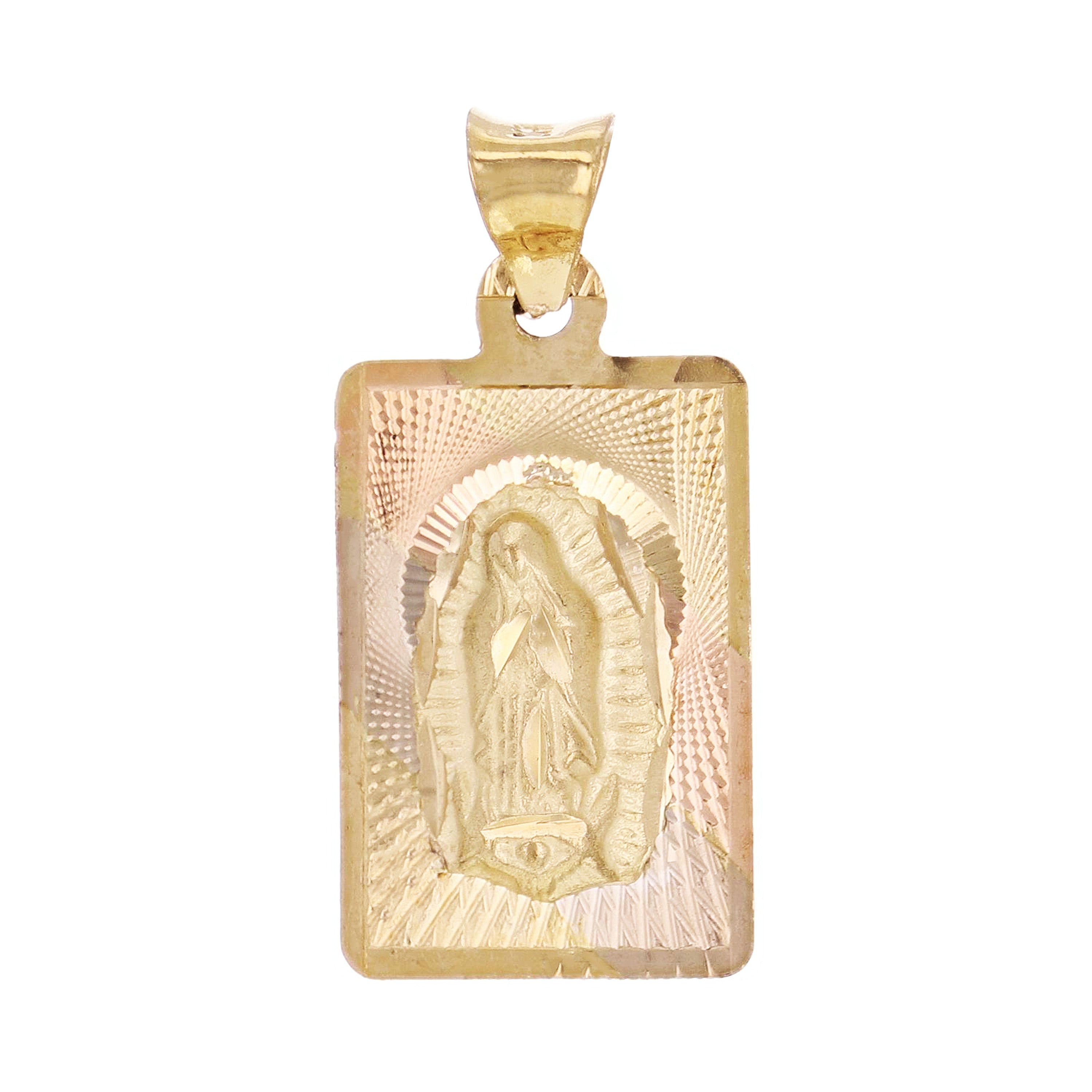 14k Tri Color Gold Virgin Mary Lady of Guadalupe Pendant Small - Small