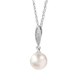 14k White Gold Diamond & Freshwater Pearl Pendant Necklace 18"