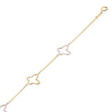 Italian 14k Yellow & White Gold Butterfly Link Charm Bracelet 7.5" 1.5 grams