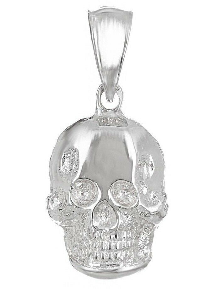 14k White Gold Solid Small Skull Charm Pendant 1.4 grams