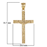 14k Yellow Gold Jesus Christ Crucifix Nugget Cross Charm Pendant 1.6" 2.2 grams