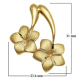 14k Yellow Gold Solid Double Hawaiian Plumeria Flower Pendant 1.2" 4.8 grams