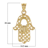 Italian 14k Yellow Gold Hamsa Hand of Fatima Charm Pendant 1" 1.6 grams
