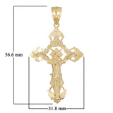 14k Yellow Gold INRI Christ Passion Cross Crucifix Pendant 2.2" 7 grams