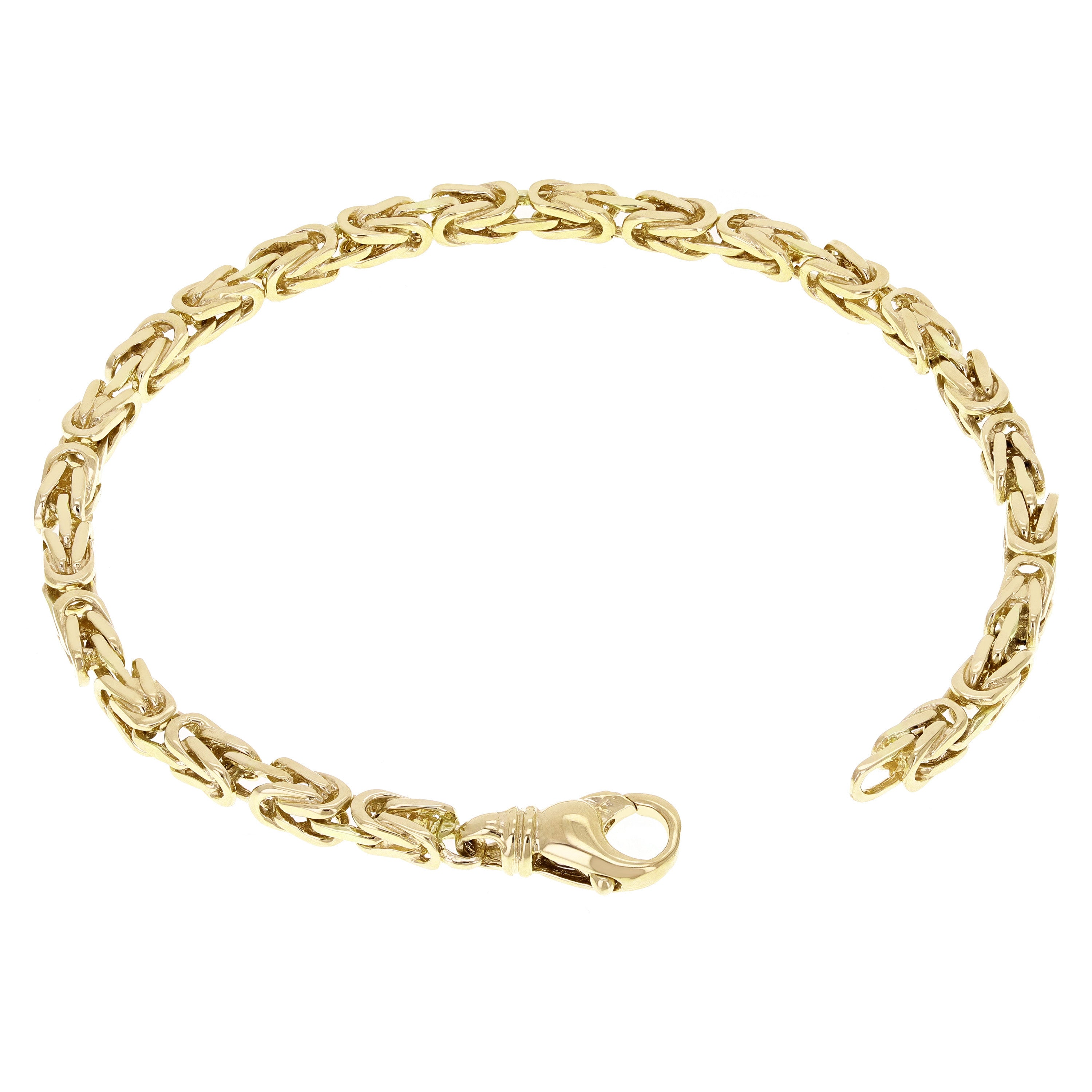 10k Yellow Gold Solid Square Byzantine Bracelet 7" 4.7mm 18.2 grams - Yellow,7"