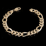 Men's 14k Yellow Gold Solid Heavy Figaro Chain Bracelet 7" 11.7mm 48.9 grams - 7"