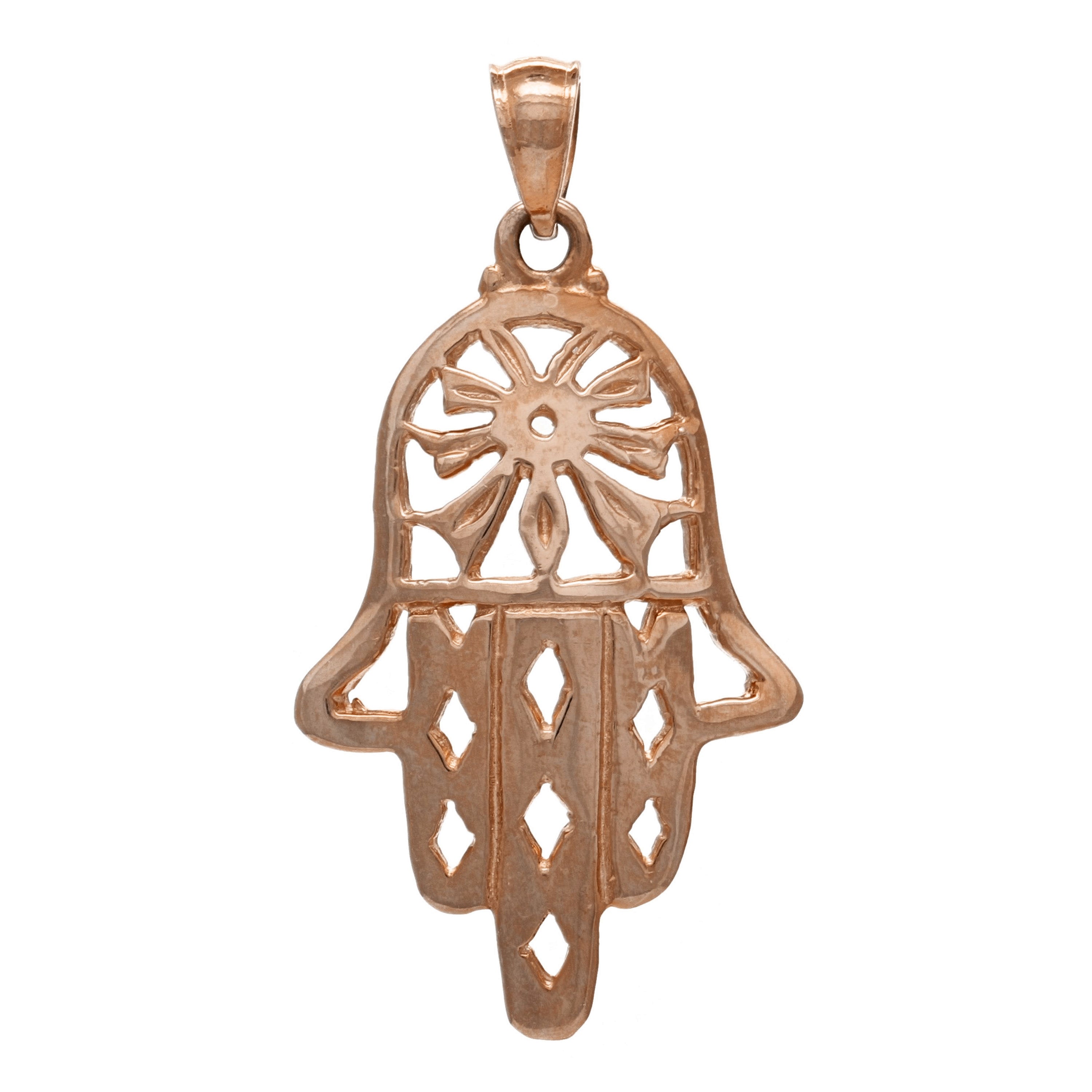 14k Rose Gold Hamsa Hand Of Fatima Charm Pendant 3.1 grams - Rose