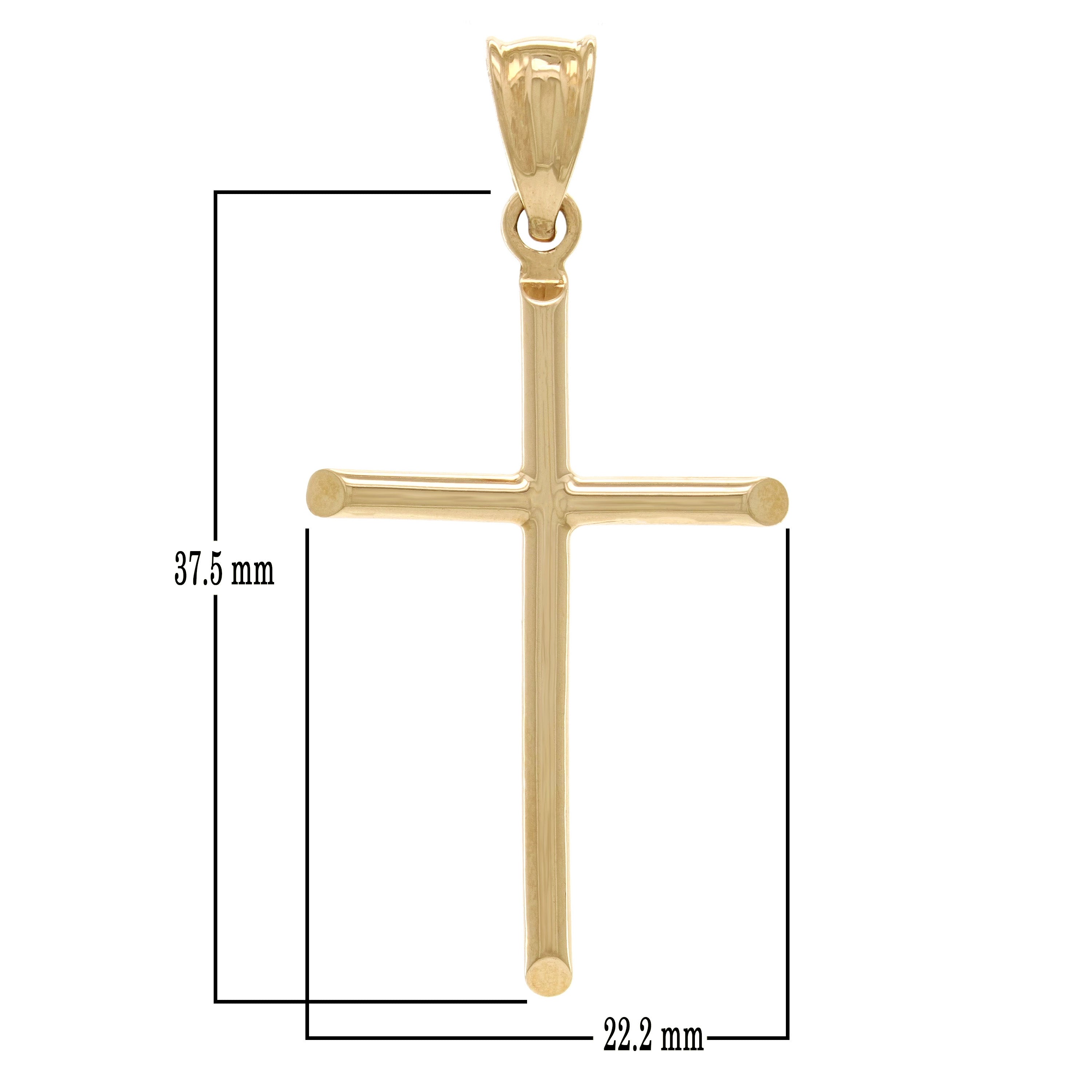 14k Yellow Gold Plain Cross Religious Charm Pendant Medium - Yellow,Medium