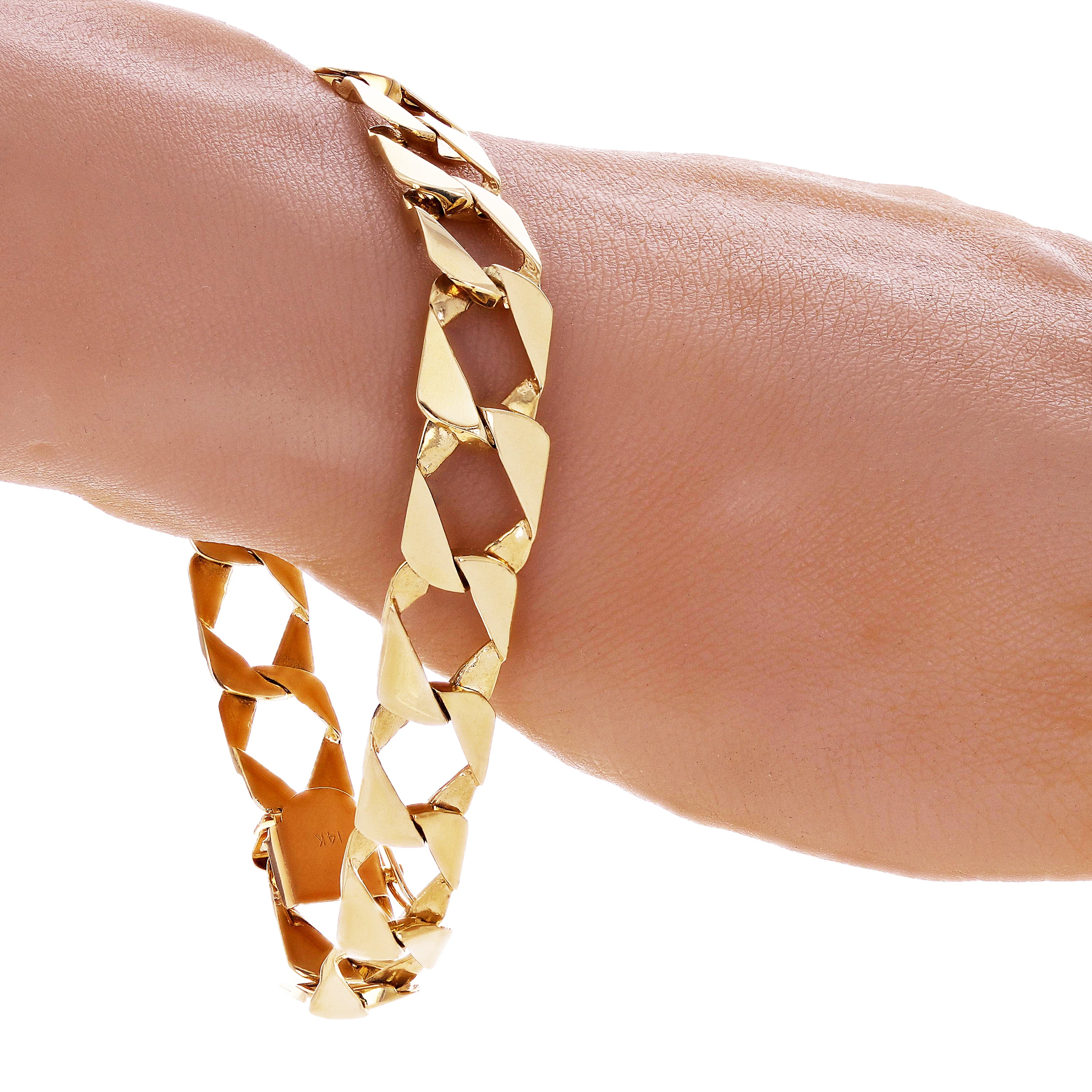 14k Yellow Gold Cuban Chain Link Bracelet 7" 11.5 mm 18.6 grams - 7"