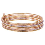 Italian 14k Tri-Color Gold Textured 7 Days Bangle Bracelet Set 8" 14mm 11.5grams