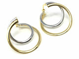 Italian 14k Two Tone Gold Double Round Spiral Earrings 1" 2.2 grams