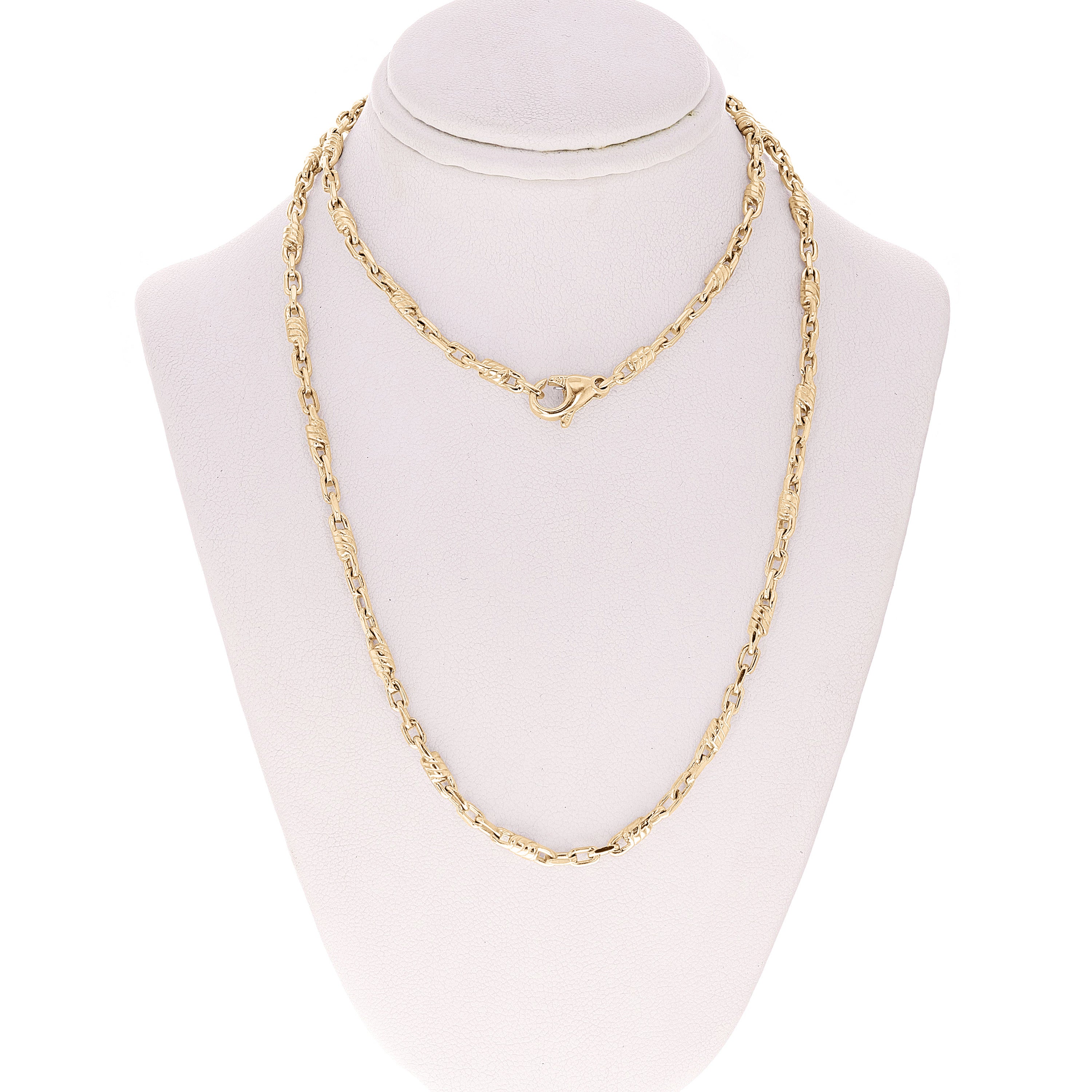 14k Yellow Gold Solid Handmade Fashion Link Necklace 20" 3.2mm 22.2 grams - Yellow,20" 22.2 grams