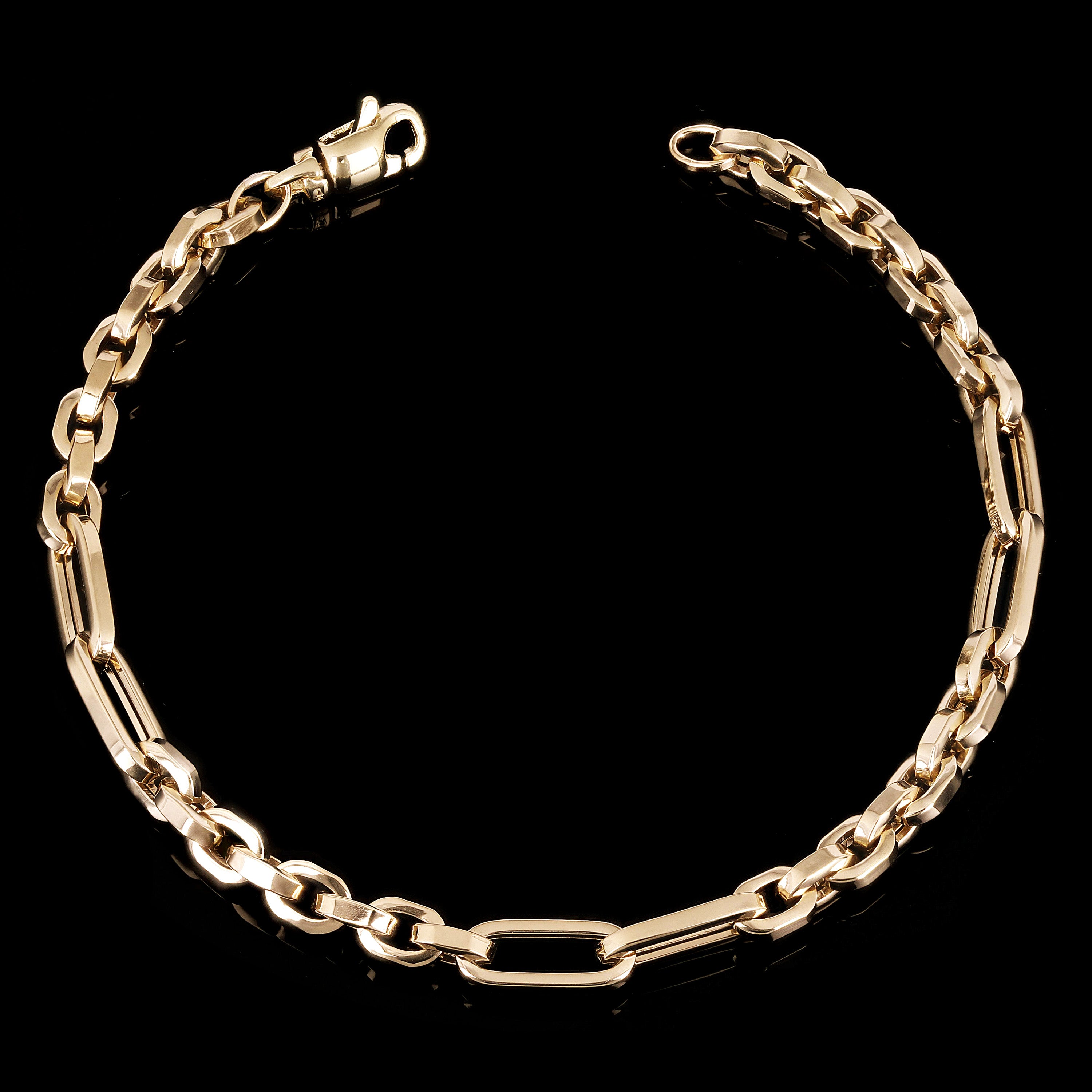 Italian 14k Yellow Gold Hollow Round & Oval Link Bracelet 8" 5.3mm 6.2 grams