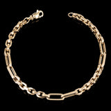 Italian 14k Yellow Gold Hollow Round & Oval Link Bracelet 8" 5.3mm 6.2 grams