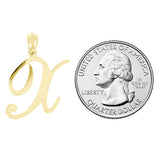 14k Yellow Gold Initial Letter X Alphabet Charm Pendant - Letter X,Yellow
