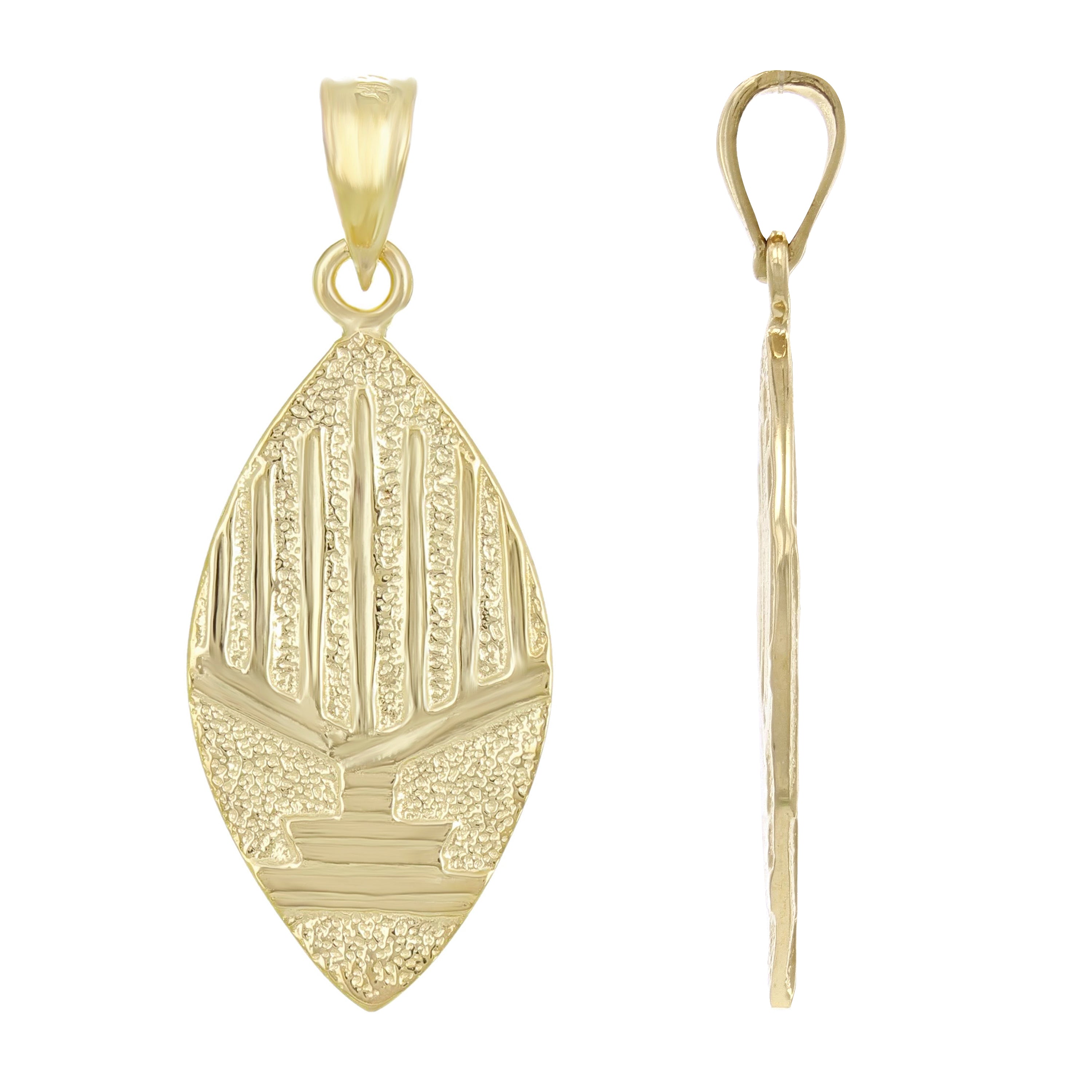 14k Yellow Gold REVERSIBLE Jewish Menorah Hanukkah Candle Star of David Pendant - Yellow