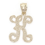 14k Yellow Gold Initial Letter K Alphabet Charm Pendant - Letter K,Yellow