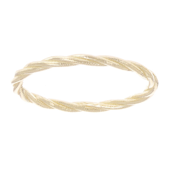 14k Yellow Gold Twisted Rope Textured Finish Stackable Ring Band Size 5 - Yellow