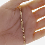 Italian 14k Yellow Gold Engravable Baby Kid ID Figaro Bracelet 5.5" 1.7 grams