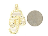 10k Yellow Gold Diamond Cut Scorpion Insect Charm Pendant 1.9" 5 grams