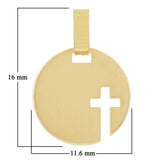 Italian 14k Yellow Gold Small Cross Cut Out Disc Religious Charm Pendant 0.5gram - Small