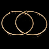 Italian 14k Yellow Gold Polished Flat Tube Hollow Hoop Earrings 2.3" 2.5mm 3.8g