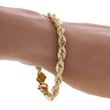 14k Yellow Gold Solid Diamond Cut Rope Chain Bracelet 8.5" 6.7mm 30 grams