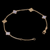 Italian 14k Yellow Gold Pearl Clover Leaf Station Bracelet 7" 7.3mm 1.6 grams