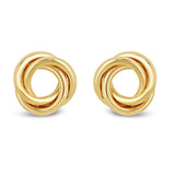 Italian 14k Yellow Gold Minimalist Double Wreath Eternity Circle Stud Earrings - Triple Tubular