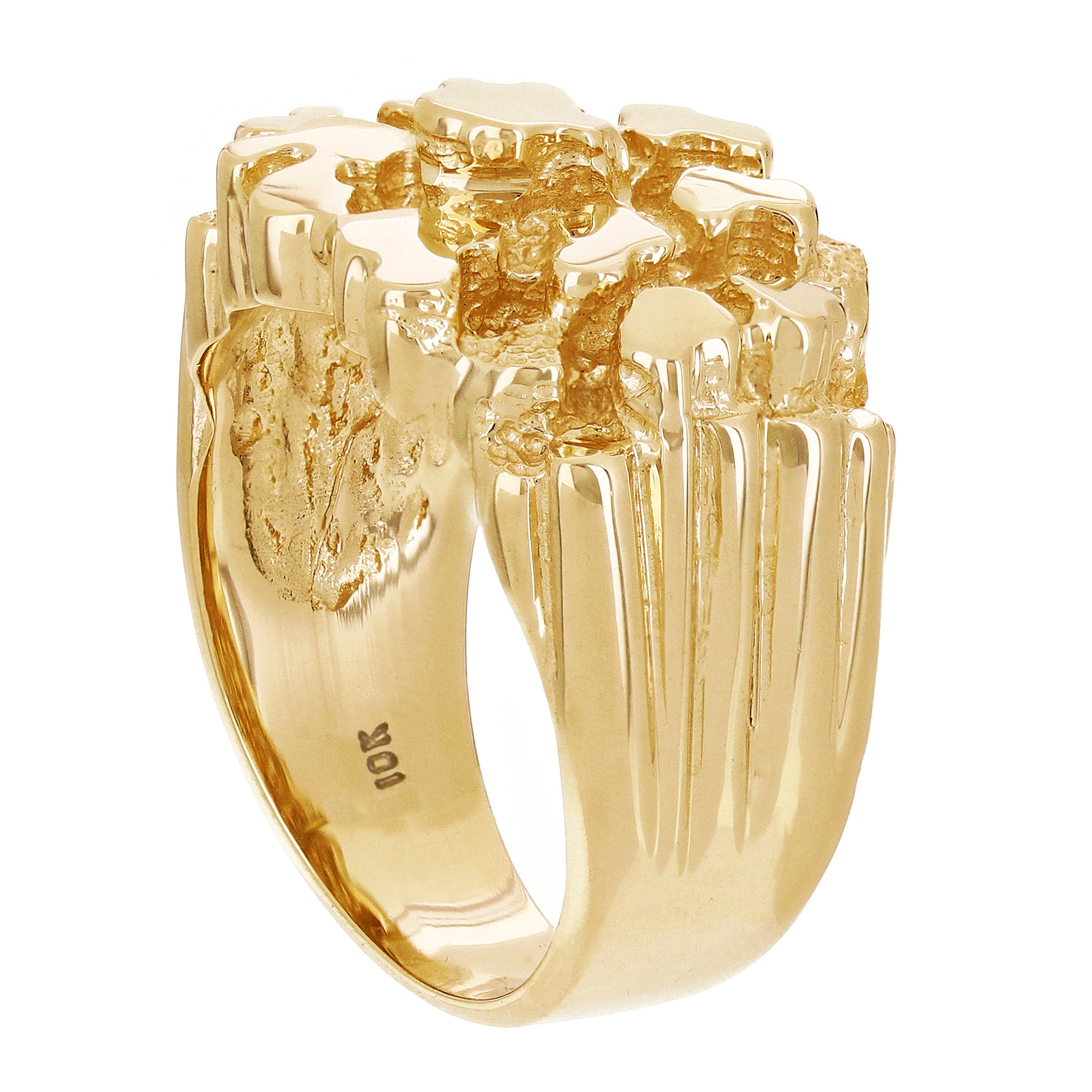 Men's 10k Yellow Gold Solid Heavy Nugget Ring Band 15.8mm Sizes 7 - 12