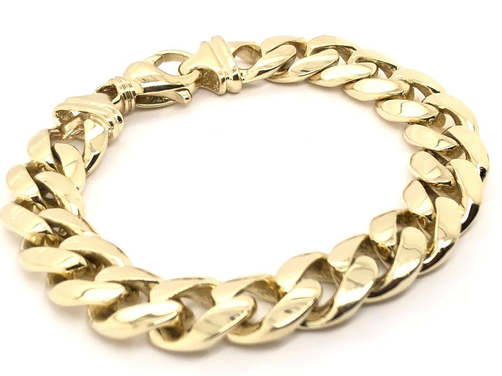 Men's 14k Yellow Gold Solid Miami Cuban Link Chain Bracelet 8" 12.5mm 84 grams