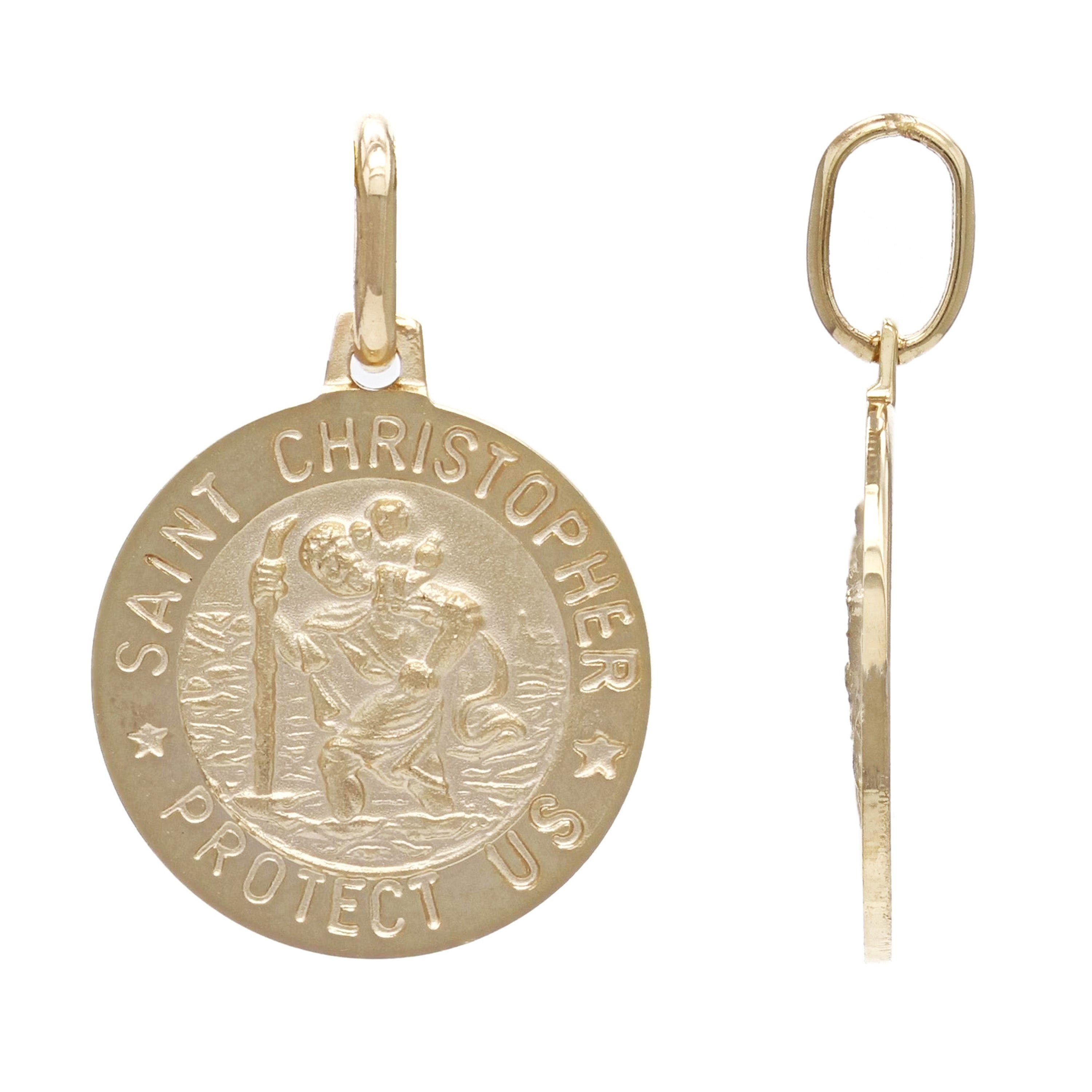 Italian 14k Yellow Gold Saint Christopher Medal Charm Pendant 17x15mm 2 grams