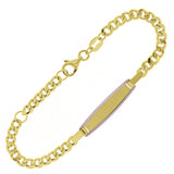 Italian 14k Two Tone Gold Engravable Miami Cuban Baby Kids ID Bracelet 6.5" 2.9g