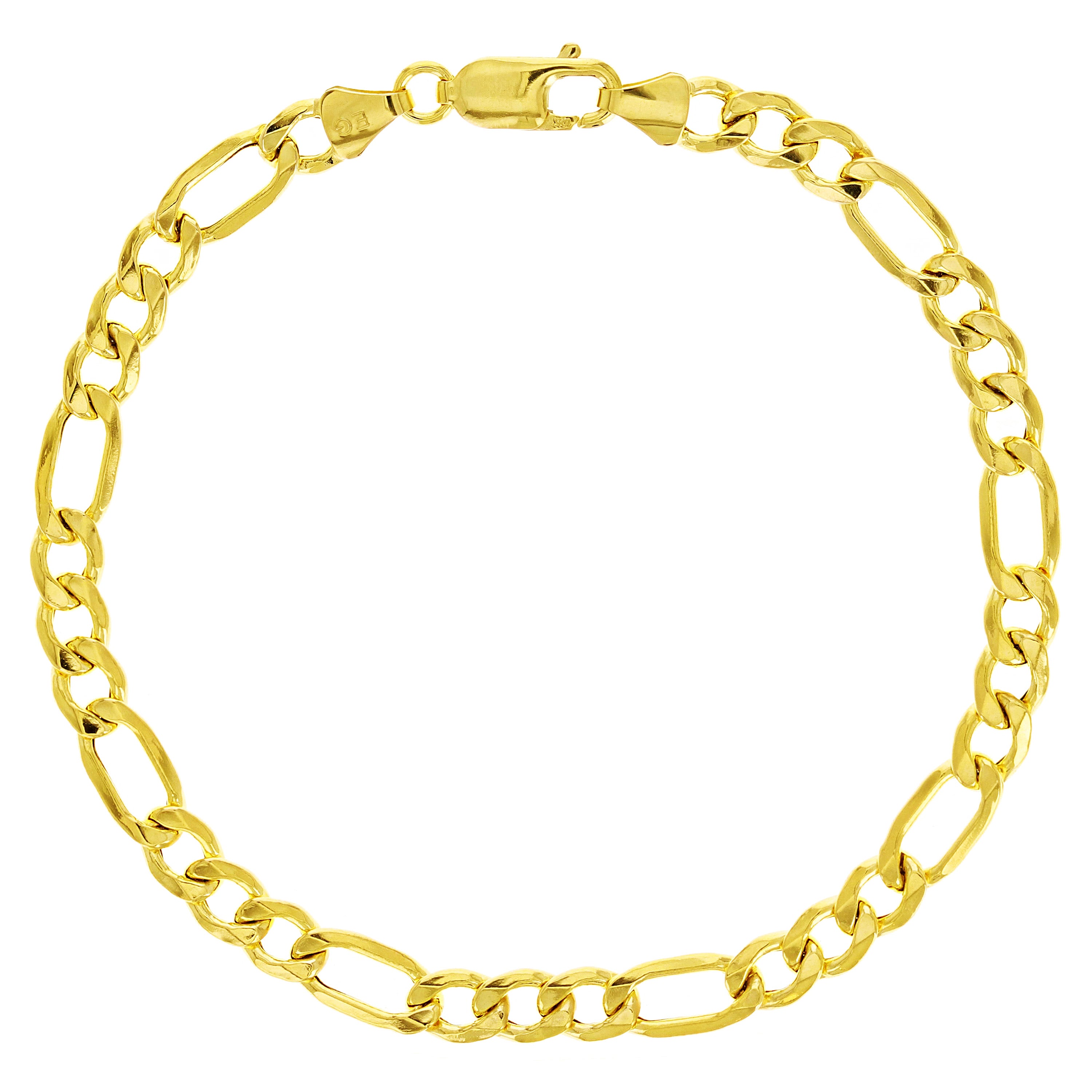 Italian 10k Yellow Gold Hollow Miami Cuban Chain Bracelet 8" - 8.5" 5.3mm