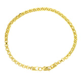 Italian 14k Yellow Gold Venetian Box Chain Bracelet 7.5" 3.4mm 5 grams - 7.5" 5 grams